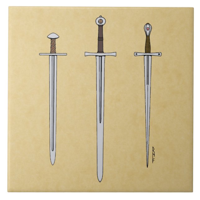 Three Medieval Swords 2016 Ceramic Tile (Front)