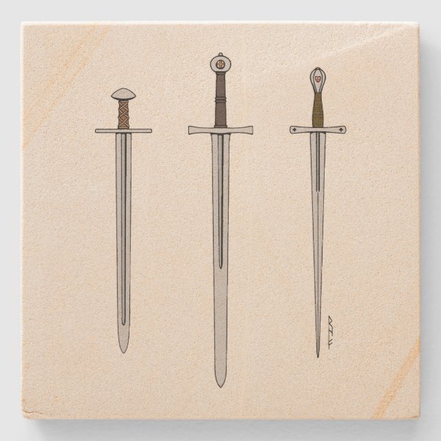 Three Medieval Swords 2016 Stone Coaster (Front)
