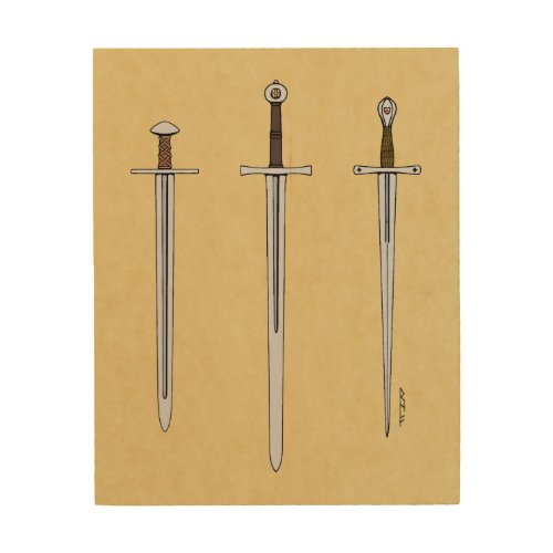 Three Medieval Swords 2016 Wood Wall Decor
