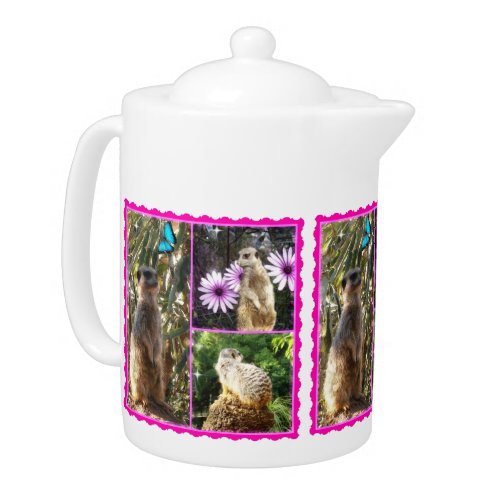 Three Meerkat Photo Collage Teapot