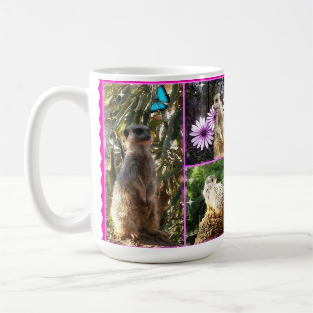 Three Meerkat Picture Collage, Coffee Mug (Left)