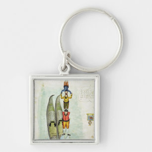 Three men balancing on two gondolas, 1772 keychain