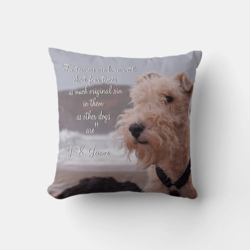 Three men in a boat Montmorency wire fox terrier Throw Pillow