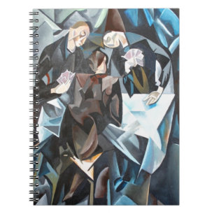 Three Men Playing Cards Geometric Art After Rockl Notebook