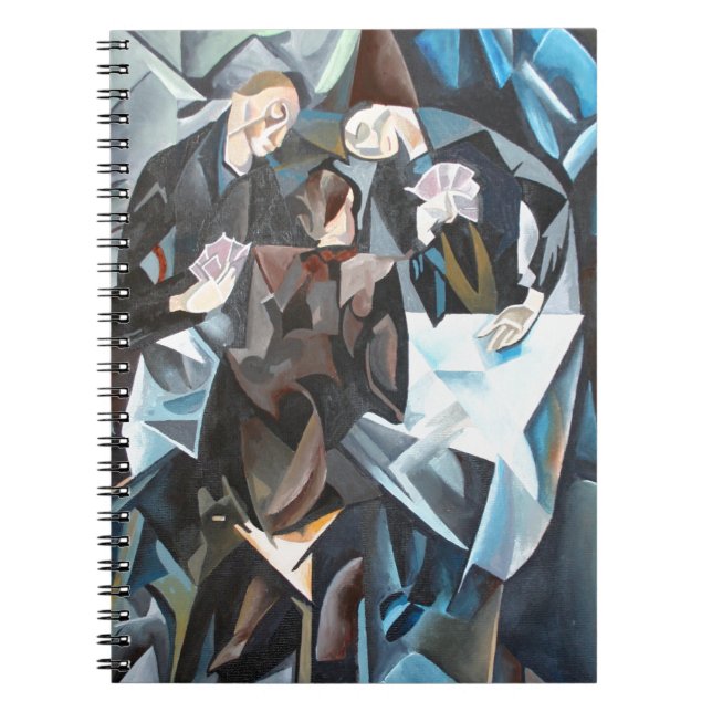 Three Men Playing Cards  Geometric Art After Rockl Notebook (Front)