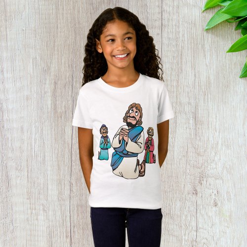 Three Men Praying Girls T_Shirt