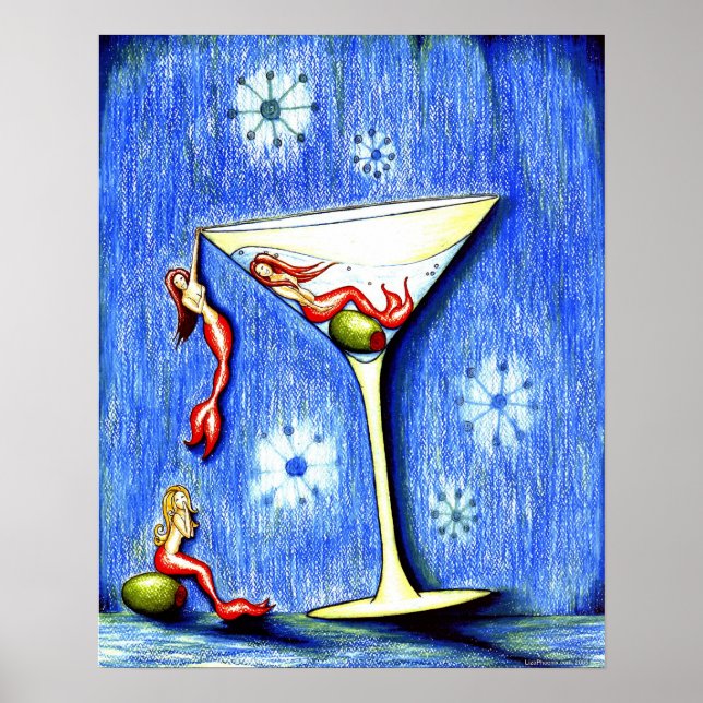 Three Mermaid Martini Poster (Front)