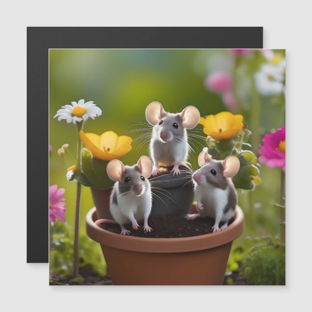 Three Mice In Flower Pots, (Front/Back)