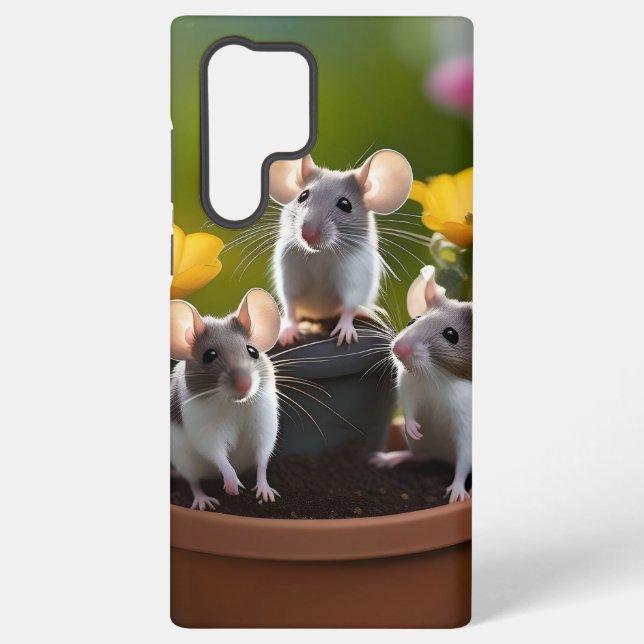Three Mice In Flower Pots, Samsung Galaxy Case (Back)