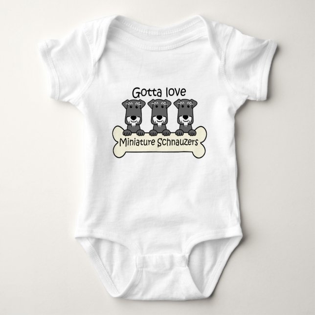 Three Miniature Schnauzers Baby Bodysuit (Front)