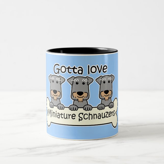 Three Miniature Schnauzers Two-Tone Coffee Mug (Center)
