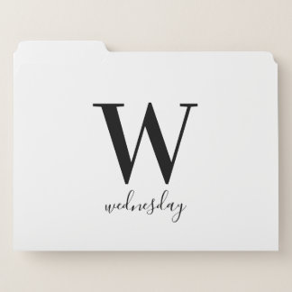 Three Modern Days of the Week Black & White File Folder