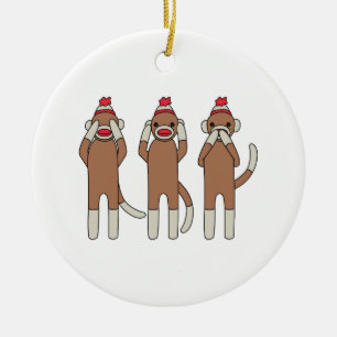 Three Monkeys Ceramic Ornament
