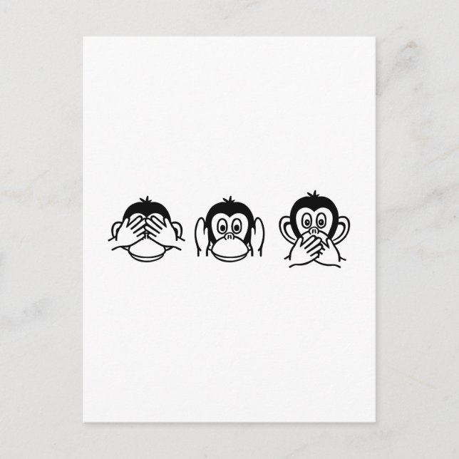 Three monkeys postcard (Front)