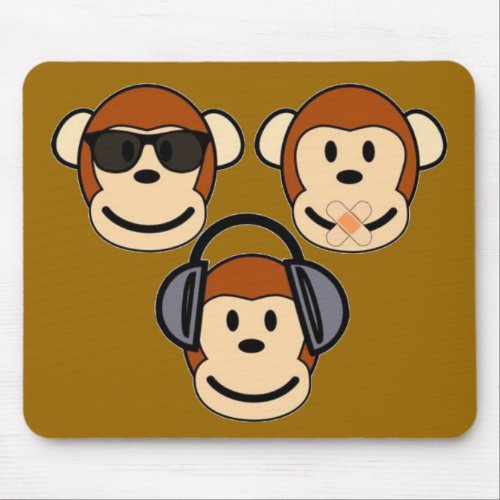 Three Monkeys _ See Hear Speak No Evil Mouse Pad