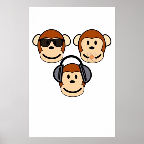 Three Monkeys _ See Hear Speak No Evil Poster