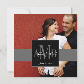 Three Monogram Couple Photo Wedding Invitation