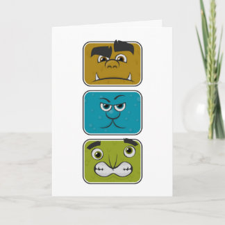 Three Monster Faces Card