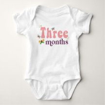 Three Months Milestone Pink Baby Bodysuit