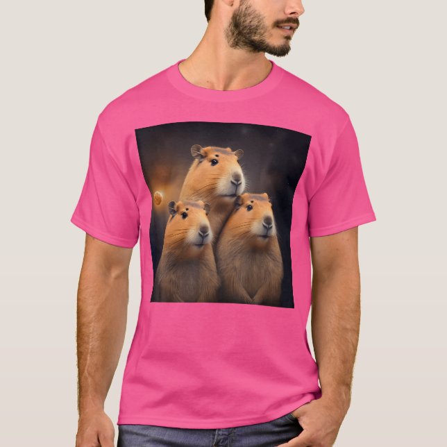 Three Moon Capybara Lover Capibara Rodent Animal C T-Shirt (Front)