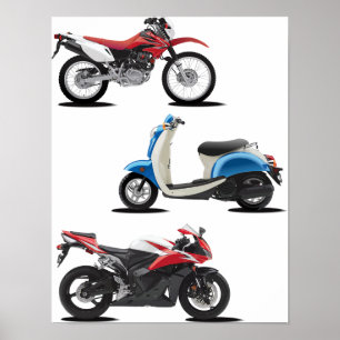 Three Motorcycles Poster