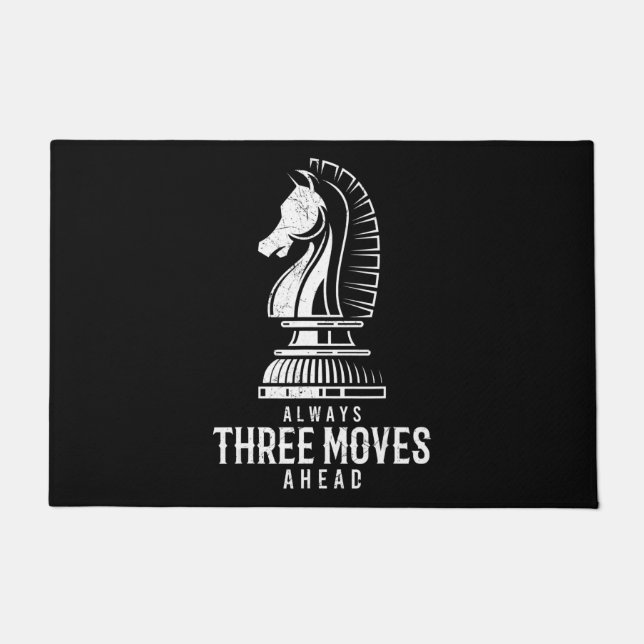Three Moves Ahead I Chess Matt Game Chess Piece Doormat (Front)