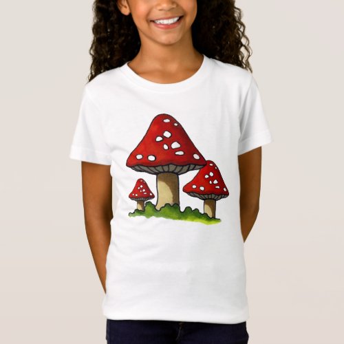 Three Mushrooms Toadstools Original Art T_Shirt