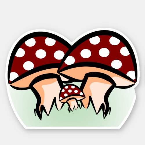 Three Mushrooms Toadstools  Sticker