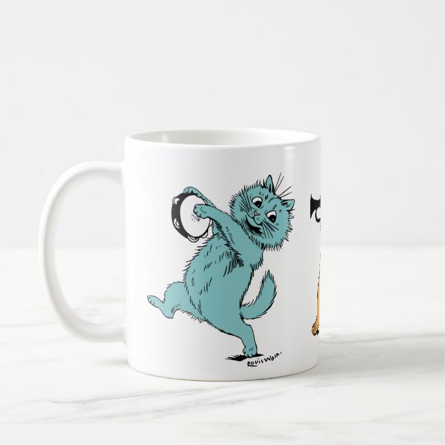 Three Musical Cats Louis Wain Coffee Mug (Left)