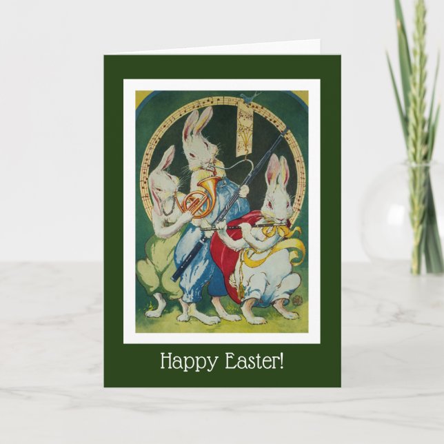 Three Musical Rabbits Perfect for Easter Holiday Card (Front)