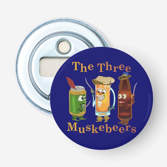 Three Muskebeers Funny Beer Pun Bottle Opener (Front)