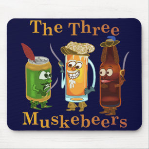 Three Muskebeers Funny Beer Pun Mouse Pad