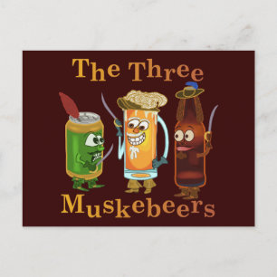 Three Muskebeers Funny Beer Pun Postcard