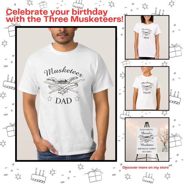 Three Musketeers Dumas Parent Dad Birthday T-Shirt (Creator Uploaded)