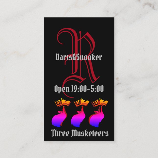 Three Musketeers with Knight Initial   Business Card (Front)
