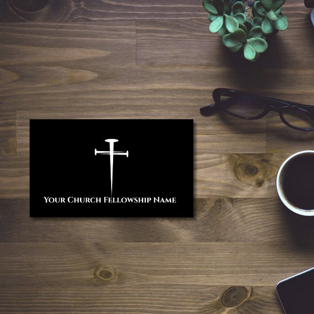 Three Nails Black Cross Outline Church Pastor Business Card (Three Nails Black Cross Outline Church Pastor Business Cards)