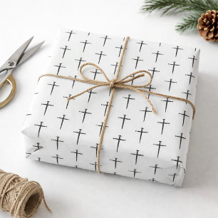 Three Nails Cross Black and White Wrapping Paper