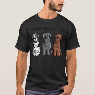 Three Newfoundland Dogs Dog Cartoon family T-Shirt