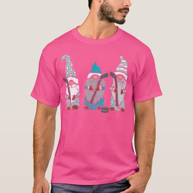 Three Nordic Gnomes Ice Hockey Tomte Nisse Player  T-Shirt (Front)