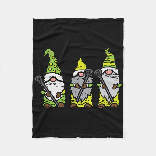 Three Nordic Gnomes Lacrosse Tomte Lax Player Men  Fleece Blanket (Front)