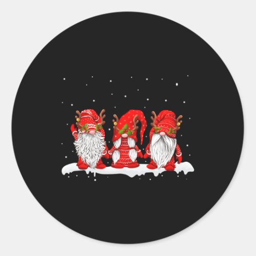 Three Nordic Gnomes Winter Swedish Elves Classic Round Sticker