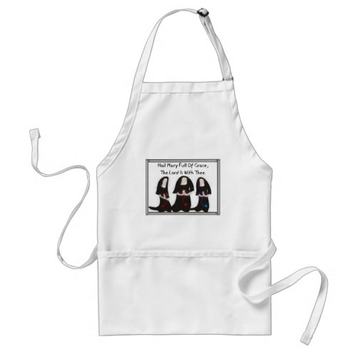 Three Nuns Kneeling Hail Mary Full Of Grace Adult Apron