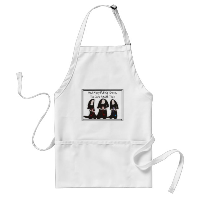 Three Nuns Kneeling "Hail Mary Full Of Grace" Adult Apron (Front)