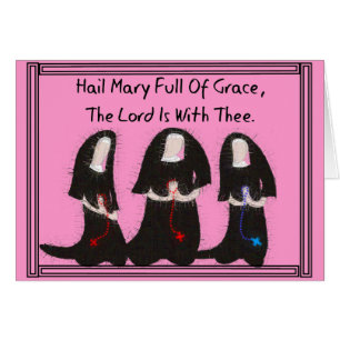Three Nuns Kneeling "Hail Mary Full Of Grace" Cards