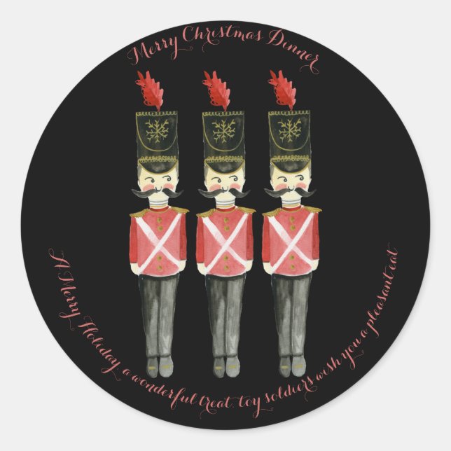 Three Nutcrackers Black and Red Classic Round Sticker (Front)