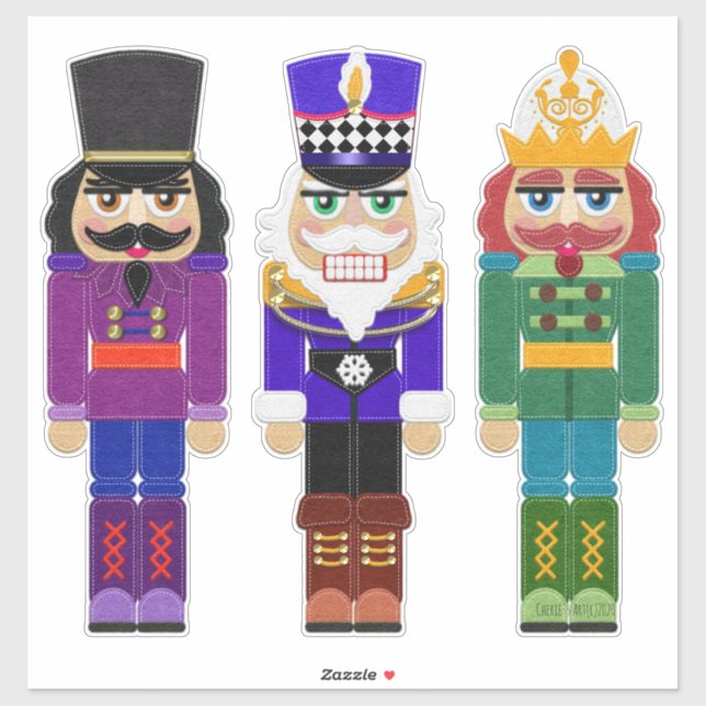 Three Nutcrackers | Christmas Decor Sticker (Sheet)
