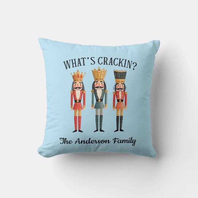 Three Nutcrackers Funny Christmas Holidays Custom Throw Pillow (Front)