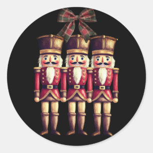 Three Nutcrackers Red Classic Round Stic Classic Round Sticker