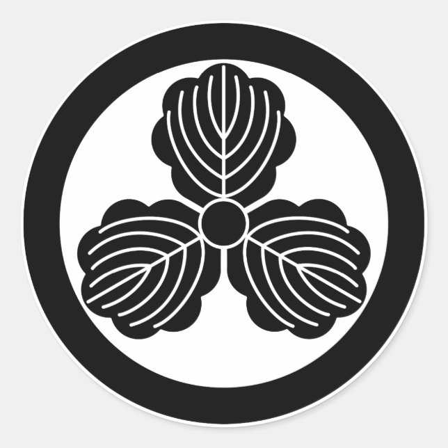 Three oak leaves(1) in circle classic round sticker (Front)