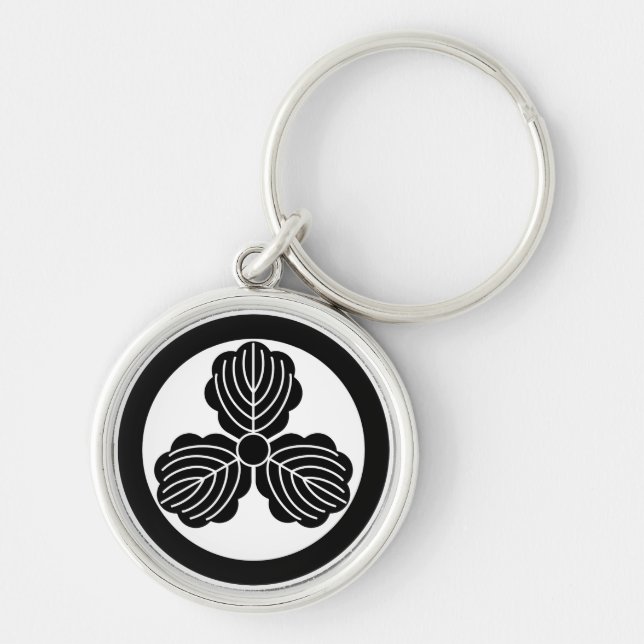 Three oak leaves(1) in circle keychain (Front)
